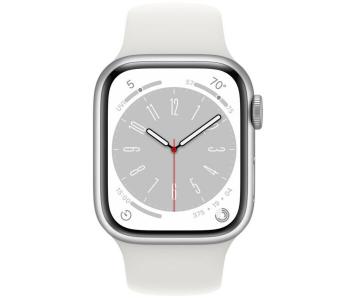 Apple Watch Series 8 45mm Silver Aluminum Case with White Sport Band