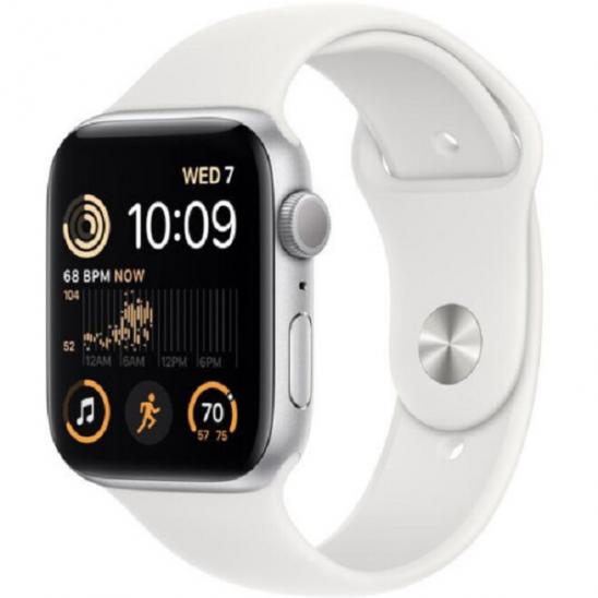 Apple Watch SE 2 44mm Silver Aluminium Case with White Sport Band