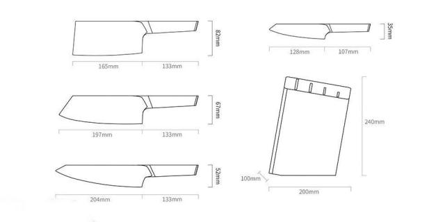 Набор ножей Xiaomi HuoHou Fire Waiting Steel Knife Set с подставкой